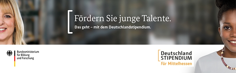 Banner: Fördern Sie junge Talente in Mittelhessen! Das geht mit dem Deutschlandstipendium!