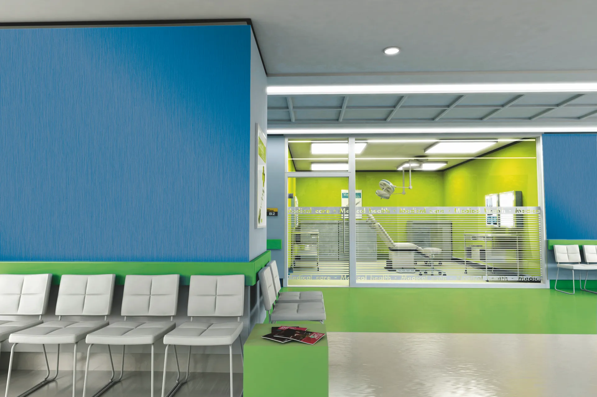 keimEx eignet sich als Wandbeschichtung in medizinischen Wartebereichen