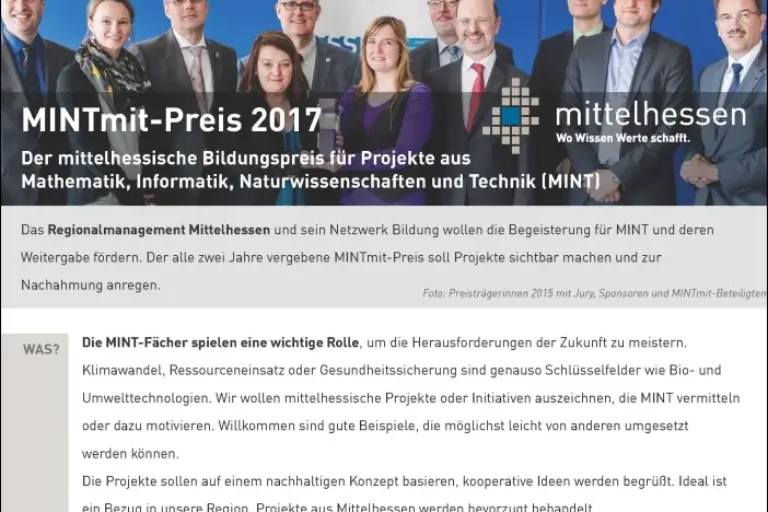 MINTmit-Bildungspreis 2017: jetzt bewerben!