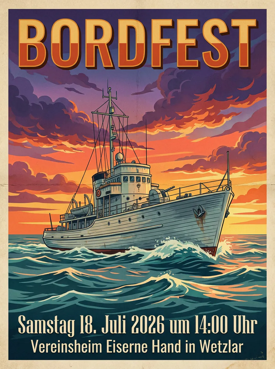 Event Poster für Bordfest im Juli